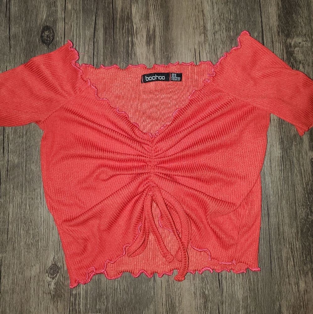 Boohoo red crop top